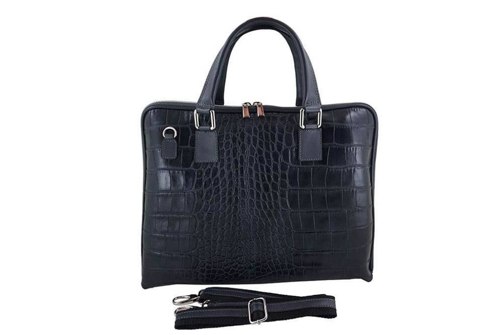 Torba ze skóry naturalnej damska Barberini's 118/1-1 na laptopa aktówka croco A4 czarna - cecha produktu