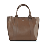Torba damska skórzana kremowa shopper bag - FL30 SERENA COFFEE