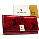Portfel damski ze skóry naturalnej Rovicky RH-20A-1-DBF w motyle duży czerwony