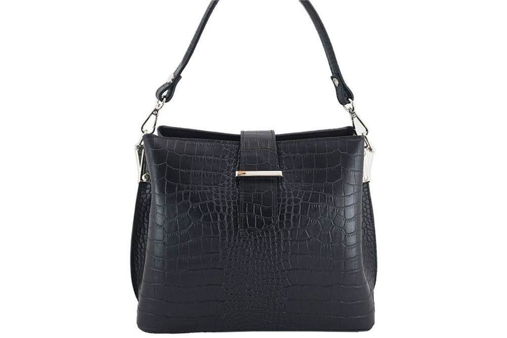 Torebka ze skóry naturalnej damska Barberinis 752/2-1 shopper croco mała czarna - cecha produktu