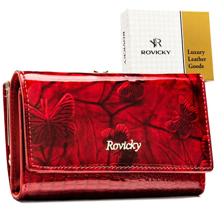 Czerwony portfel Rovicky RH-23-1-DBF w motyle