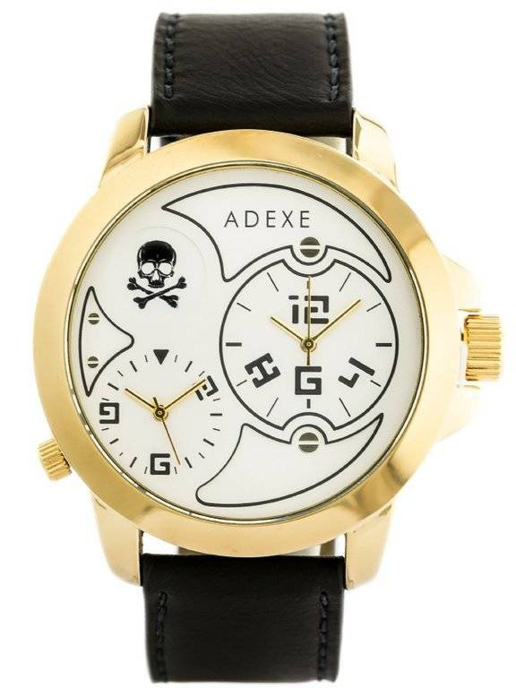 Czarno-złoty zegarek męski Adexe ADX-1613A-5A - zegarek z przodu na białym tle
