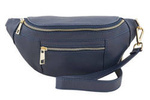 Torebka z licowej skóry damska Barberini's 935/1-4 nerka saszetka crossbody granatowa