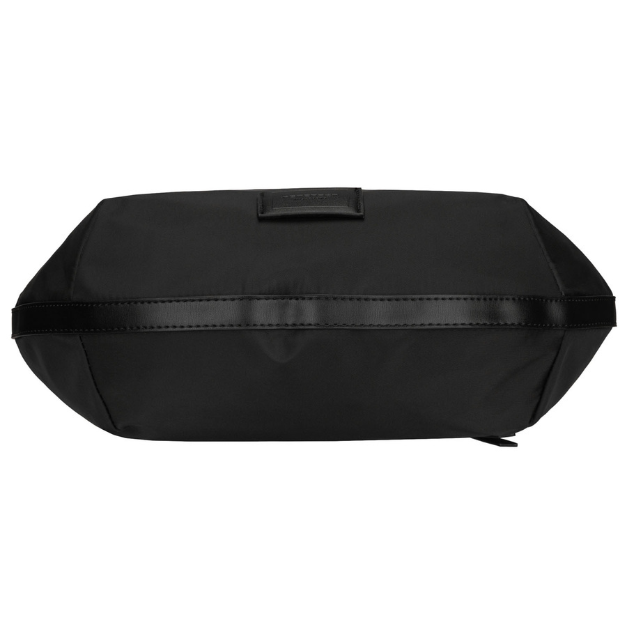 Torebka z poliestru damska Peterson JK6-05 listonoszka crossbody rogal mała czarna - detale wykończenia i kształt rogala