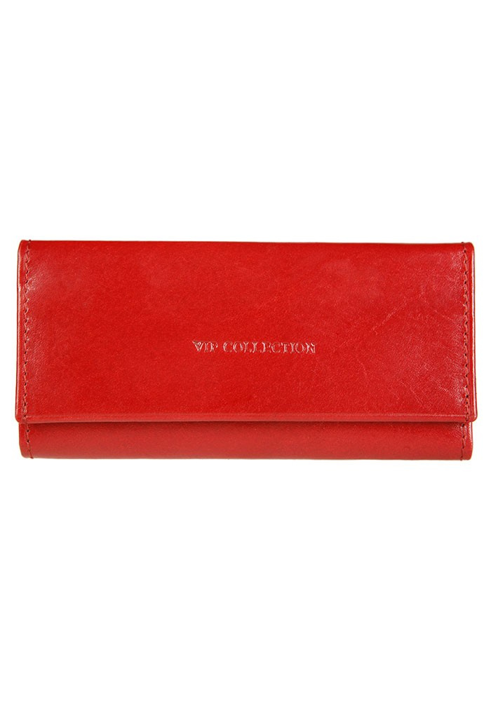 Czerwone etui na klucze Vip Collection Milano II 02 z zamkniętą klapą i tłoczonym logo marki