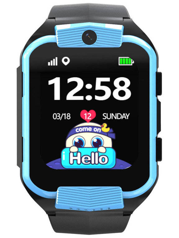 Niebiesko-czarny smartwatch dla dzieci Pacific 32-2 - smartwatch z przodu, niebiesko-czarna koperta