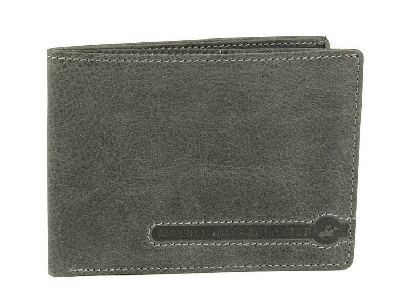 Elegancki skórzany portfel męski szary - Beverly Hills Polo Club BH-390 BL - widok zewnętrzny
