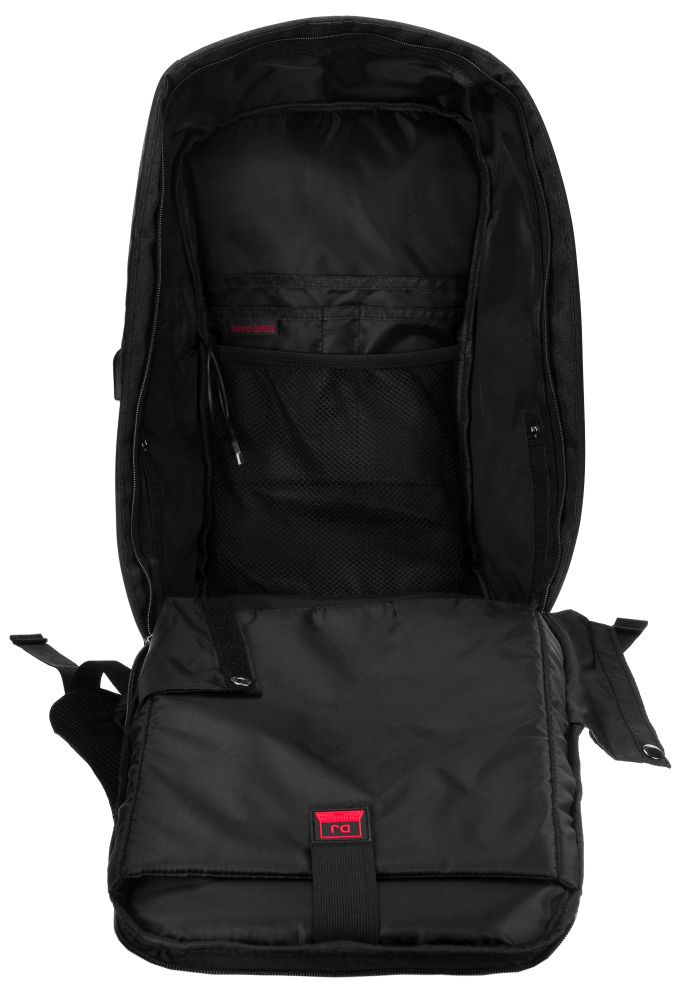 Otwarty czarny plecak David Jones PC-033 z przegrodą na laptopa