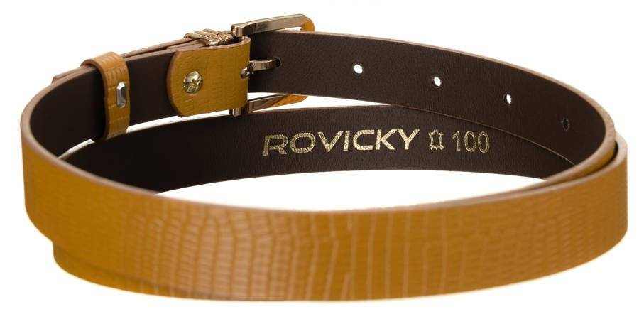 Zwinięty jasnobrązowy pasek Rovicky ZPD-Z2,5CK z logo na spodzie