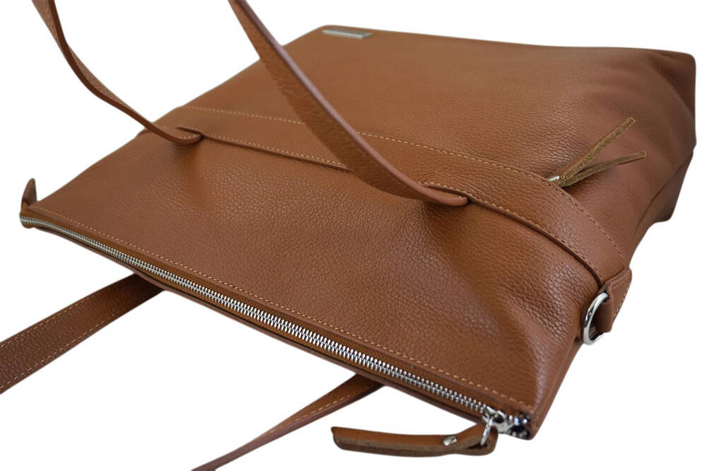 Torebka ze skóry licowej damska Barberini's 996-12 shopper bag A4 jasnobrązowa - cecha produktu