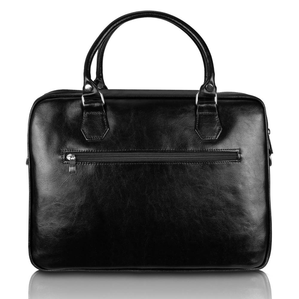 Torba skórzana unisex Tizano TM05 miejska na laptopa A4 czarna - detale wykończenia i okucia