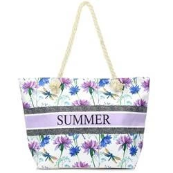 Torba na plażę lekka kolorowa ważki, kwiatki - Summer T62