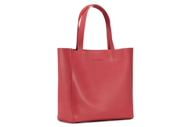 Torebka skórzana z juchtu damska VOOC P44 shopper bag KATE A4 koralowa - detale wykonania