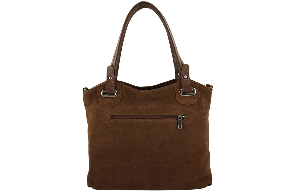 Torebka ze skóry naturalnej i zamszu damska Barberini's 982/1-6 shopper A4 brązowa - cecha produktu
