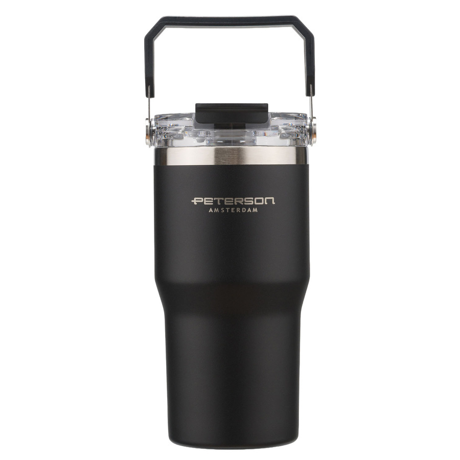 Kubek termiczny ze stali nierdzewnej unisex Peterson 600 ml z uchwytem czarny - cecha produktu