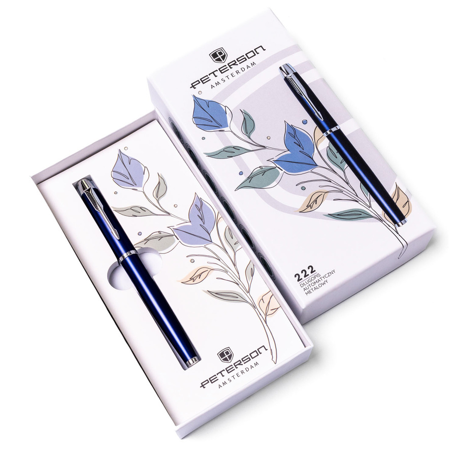 Granatowo-srebrny długopis Peterson 222-GB w pudełku prezentowym