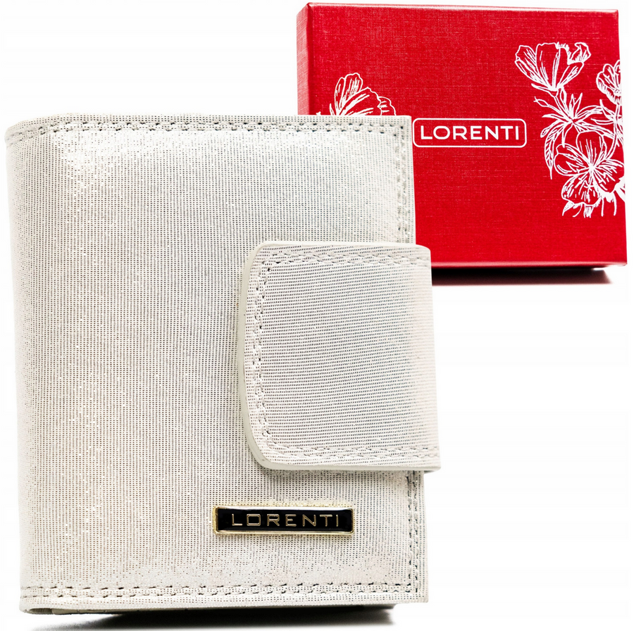 Srebrny brokatowy portfel damski Lorenti 42329-GZ