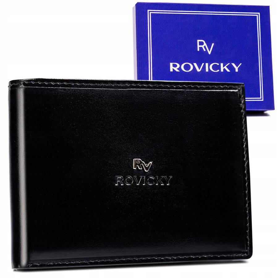 Czarny poziomy portfel męski Rovicky RV-7870-BCA