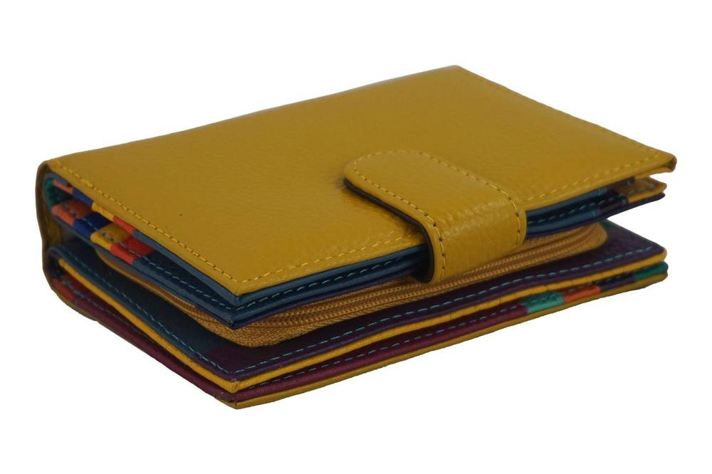 Portfel ze skóry licowej damski Barberini's D-8578-43 z zapięciem średni ciemnożółty - cecha produktu