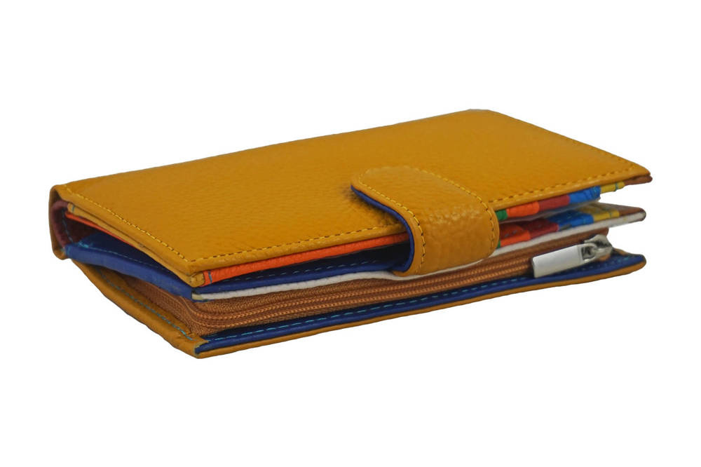 Portfel ze skóry licowej damski Barberini's D-8346-43 podwójny ciemnożółty - cecha produktu