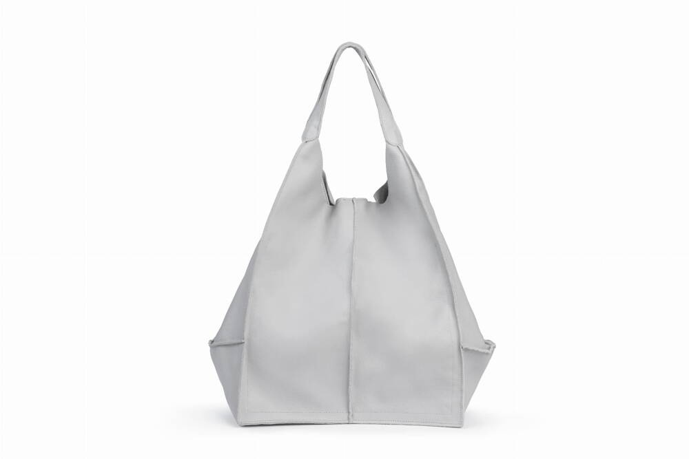 Torebka skórzana damska VOOC EP25 shopper bag worek A4 szara - widok frontowy