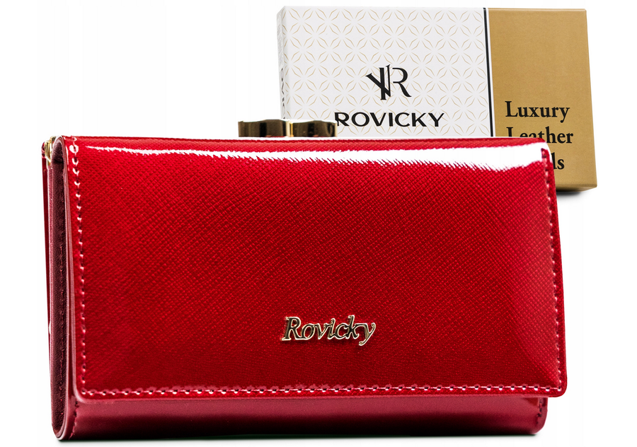 Czerwony lakierowany portfel damski Rovicky RH-23-1-SAF