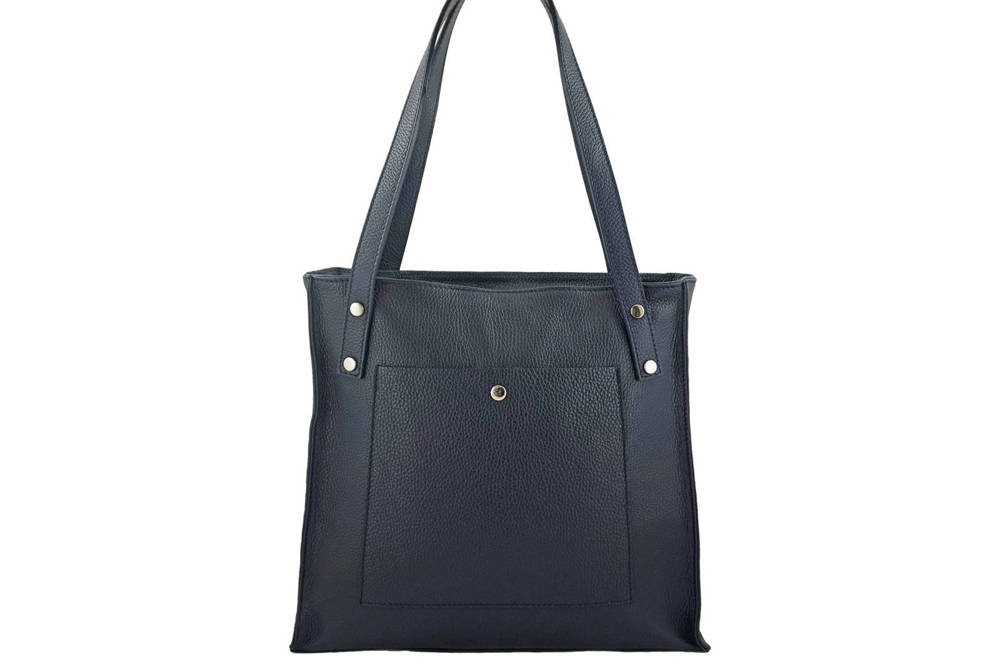 Torebka ze skóry naturalnej damska Barberini's 914-4 shopper A4 granatowa - cecha produktu