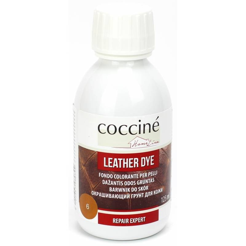 Farba koloryzujący do skóry i tekstyliów Coccine brązowa - butelka Leather Dye 125 ml, oznaczenie koloru nr 6