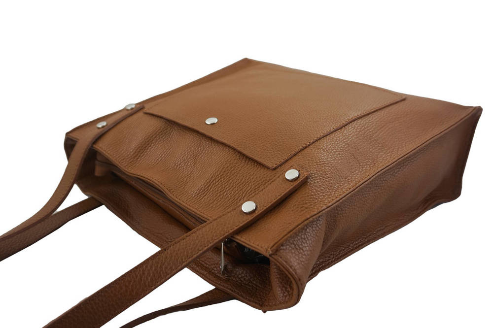 Torebka ze skóry naturalnej damska Barberini's 914-12 shopper A4 camel jasnobrązowa - cecha produktu