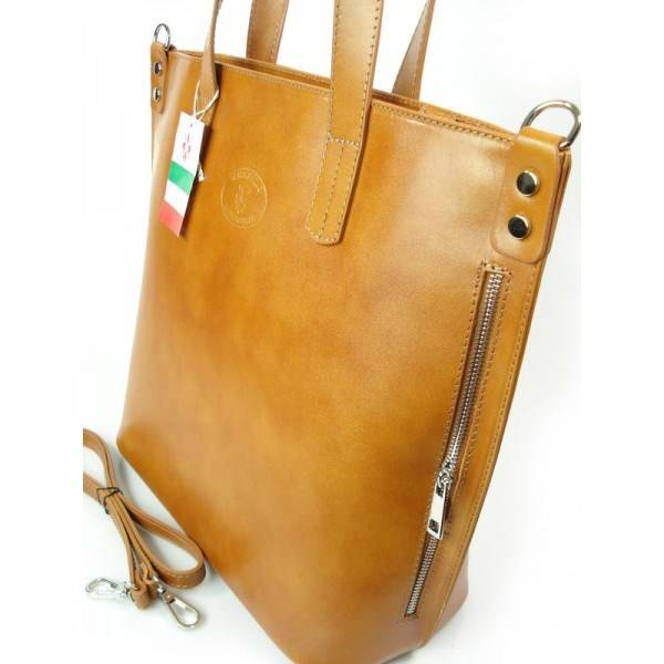 Torebka skórzana damska Vera Pelle SB546C shopper bag A4 camel - cecha produktu