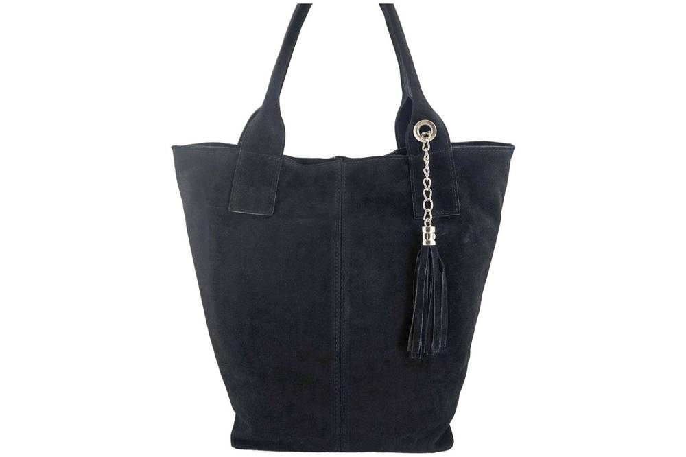 Torebka skórzana zamszowa damska Barberini's 375/8-1 shopper bag A4 czarna - cecha produktu