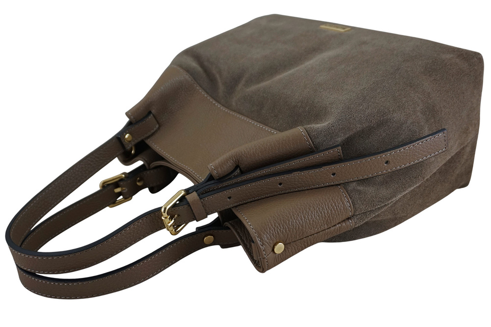 Torebka skórzana zamszowa damska Barberini's 1028-9 shopper bag mała ciemnobeżowa - cecha produktu