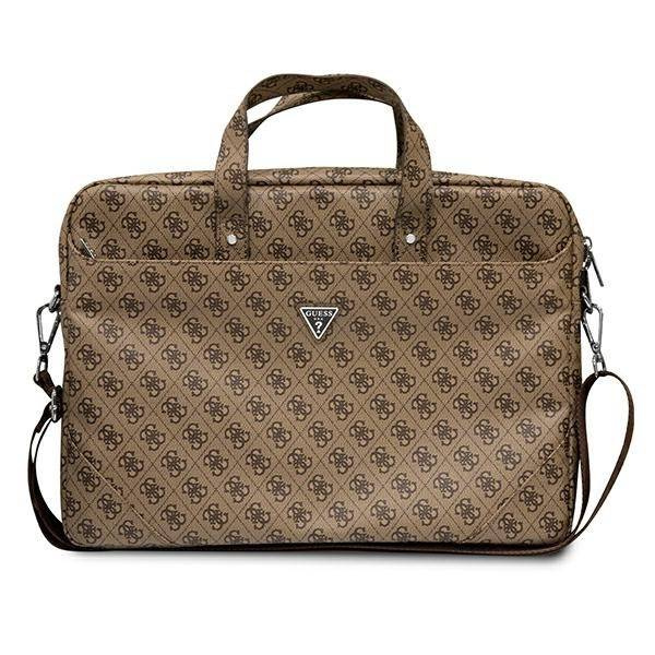 Torba ze skóry ekologicznej unisex Guess Saffiano 4G Triangle na laptop 16 brązowa - cecha produktu