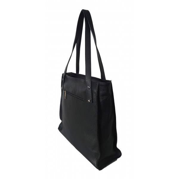 Torebka skórzana damska Vera Pelle WR365N shopper A4 czarna - ergonomiczny kształt