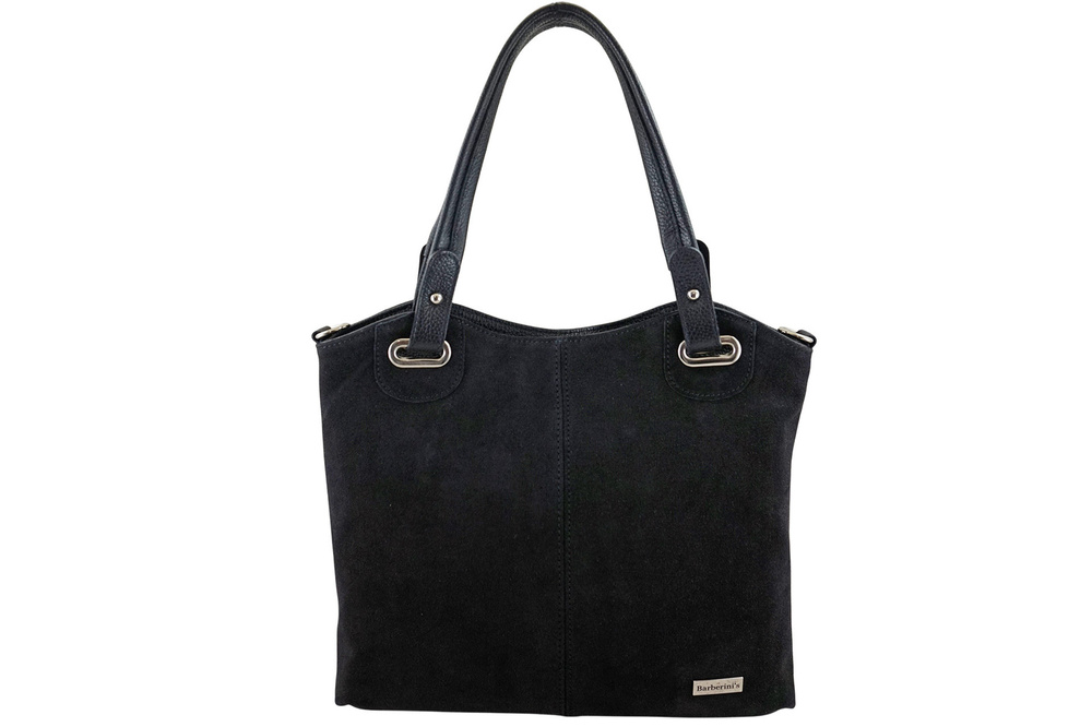 Torebka ze skóry naturalnej i zamszu damska Barberini's 982/1-1 shopper A4 czarna - cecha produktu