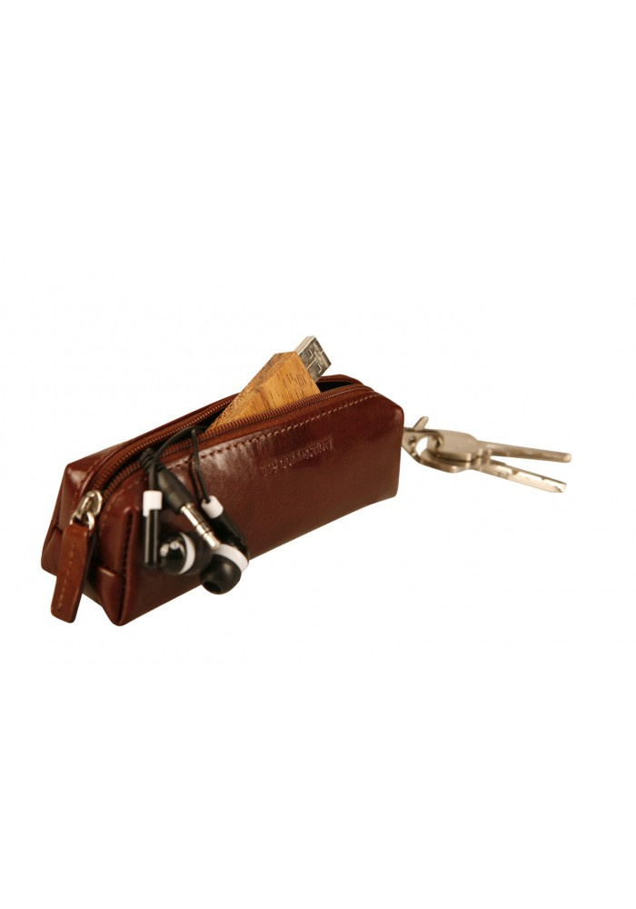 Koniakowe etui na klucze Vip Collection Milano II 169 z kluczami, słuchawkami i pendrive wystającymi z wnętrza