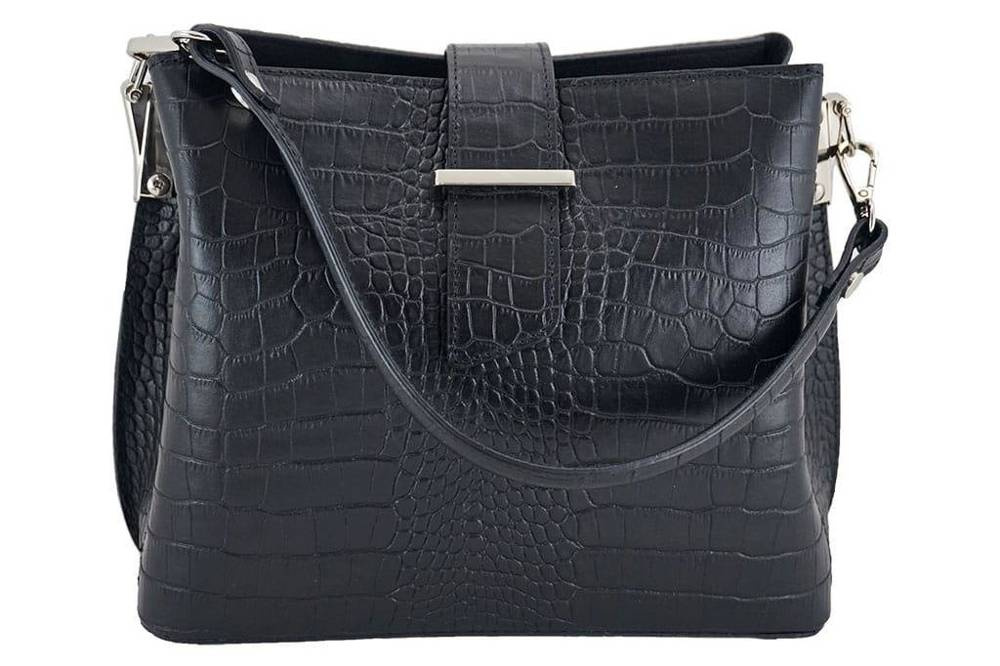 Torebka ze skóry naturalnej damska Barberinis 752/2-1 shopper croco mała czarna - cecha produktu