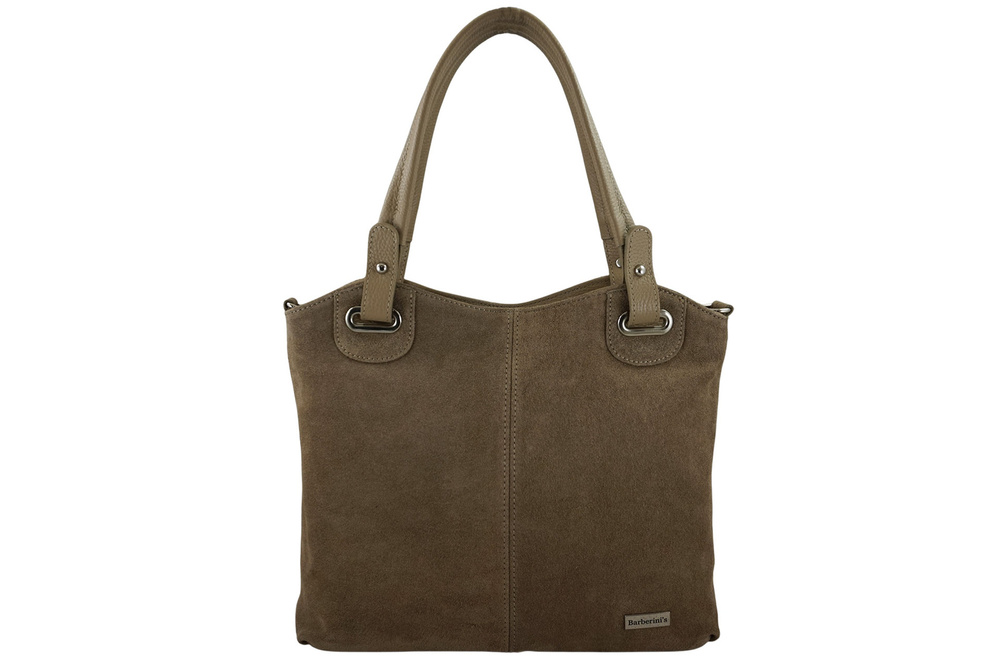 Torebka ze skóry naturalnej i zamszu damska Barberini's 982/1-2 shopper A4 beżowa - cecha produktu