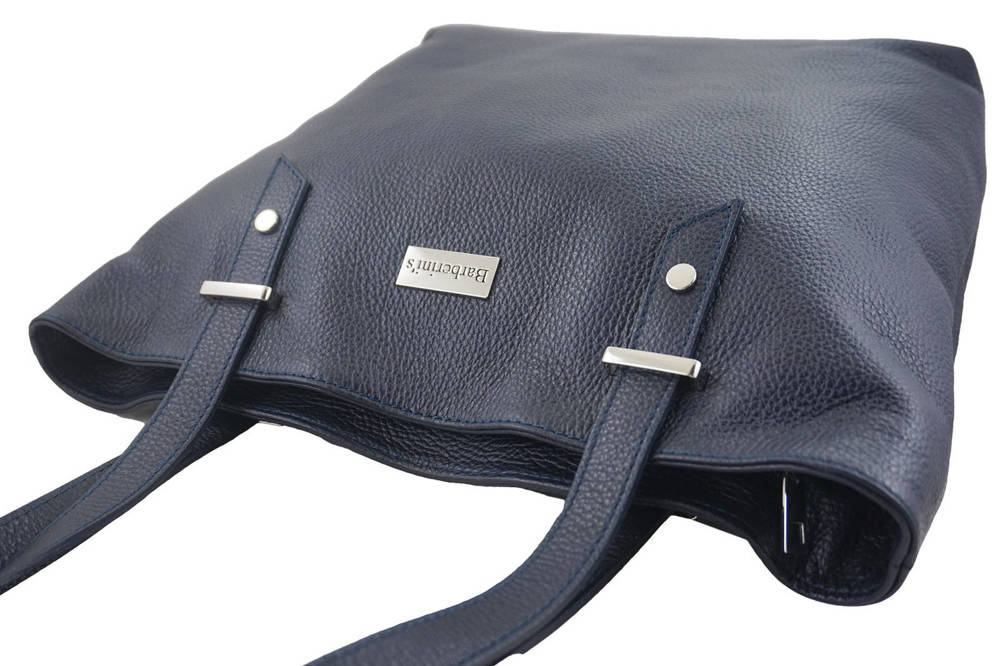 Torebka ze skóry licowej damska Barberini's 923-4 shopper bag A4 granatowa - cecha produktu