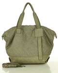 Torebka damska beżowa pleciona shopper bag skórzany A4 Marco Mazzini v257c