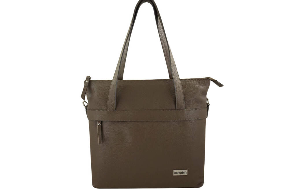 Torebka ze skóry naturalnej damska Barberini's 996-9 shopper bag A4 ciemnobeżowa - cecha produktu