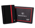 Skórzany portfel męski na dokumenty czarny — Rovicky N4-RVTP-2978
