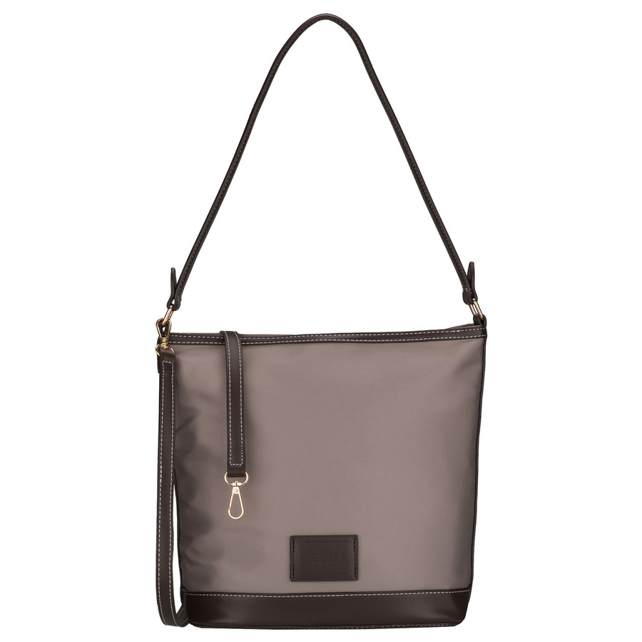 Torebka z poliestru damska Peterson JK6-03 listonoszka crossbody mała ciemnobeżowa - widok boczny i pasek