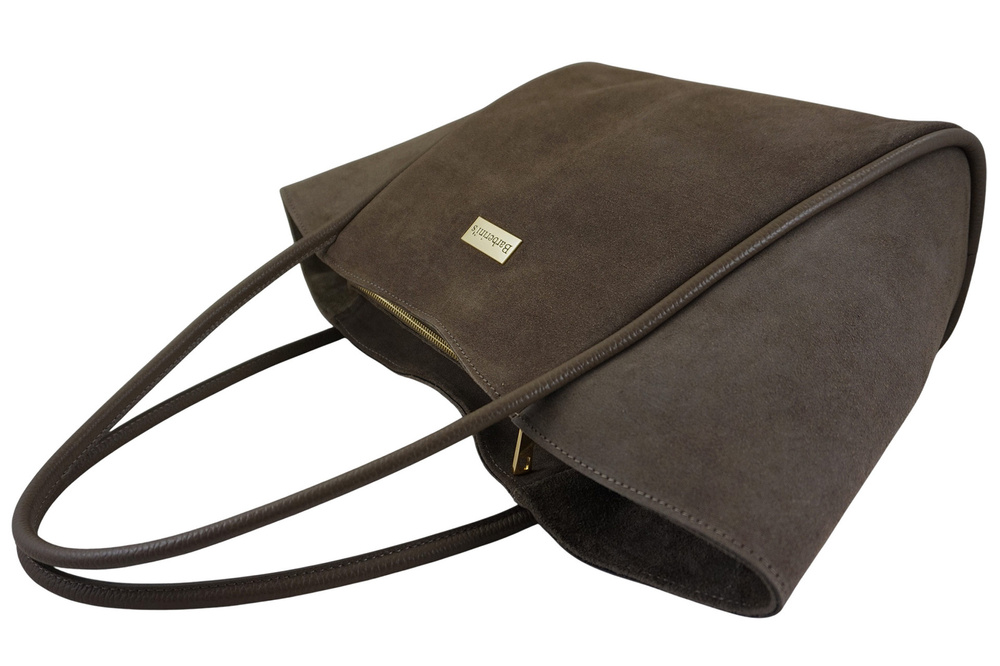 Torebka skórzana zamszowa damska Barberini's 1008-9 shopper A4 ciemnobeżowa - cecha produktu