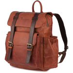 Plecak miejski unisex skórzany vintage na laptopa Beltimore P19 duży A4 brązowy