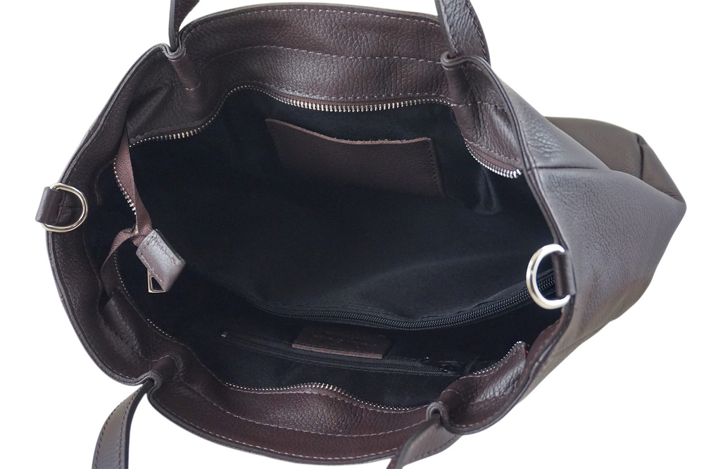 Torebka ze skóry naturalnej damska Barberini's 995-11 shopper A4 ciemnobrązowa - cecha produktu