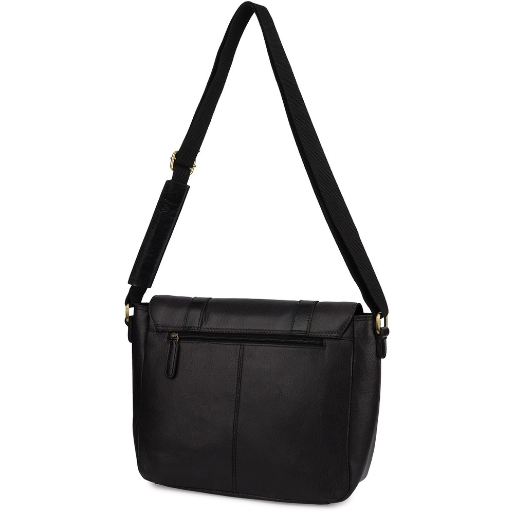 Detale torby Beltimore N16 – klapa na zatrzaski i paski ozdobne w stylu vintage