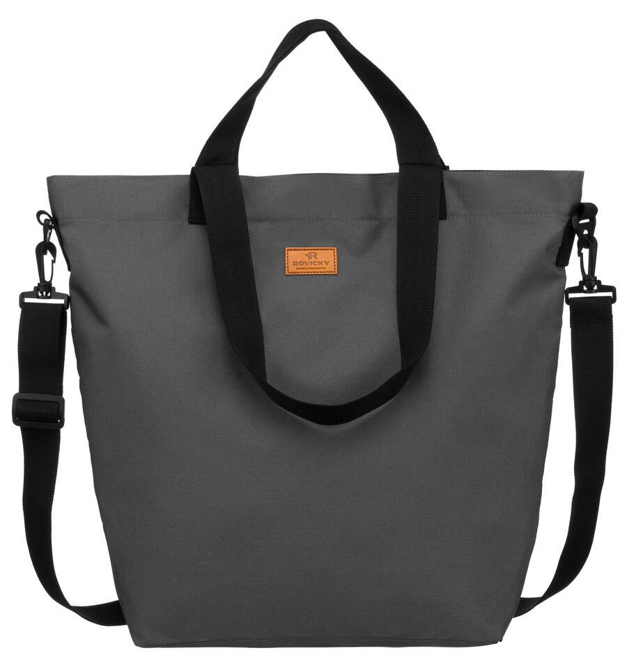 Szary shopper damski Rovicky R-TZ15605 z czarnymi uchwytami