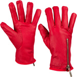 Rękawiczki damskie skórzane z suwakiem polar TOUCH FINGER Beltimore K27 L czerwone