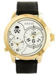 Zegarek męski na pasku Adexe ADX-1613A-5A czarno-złoty